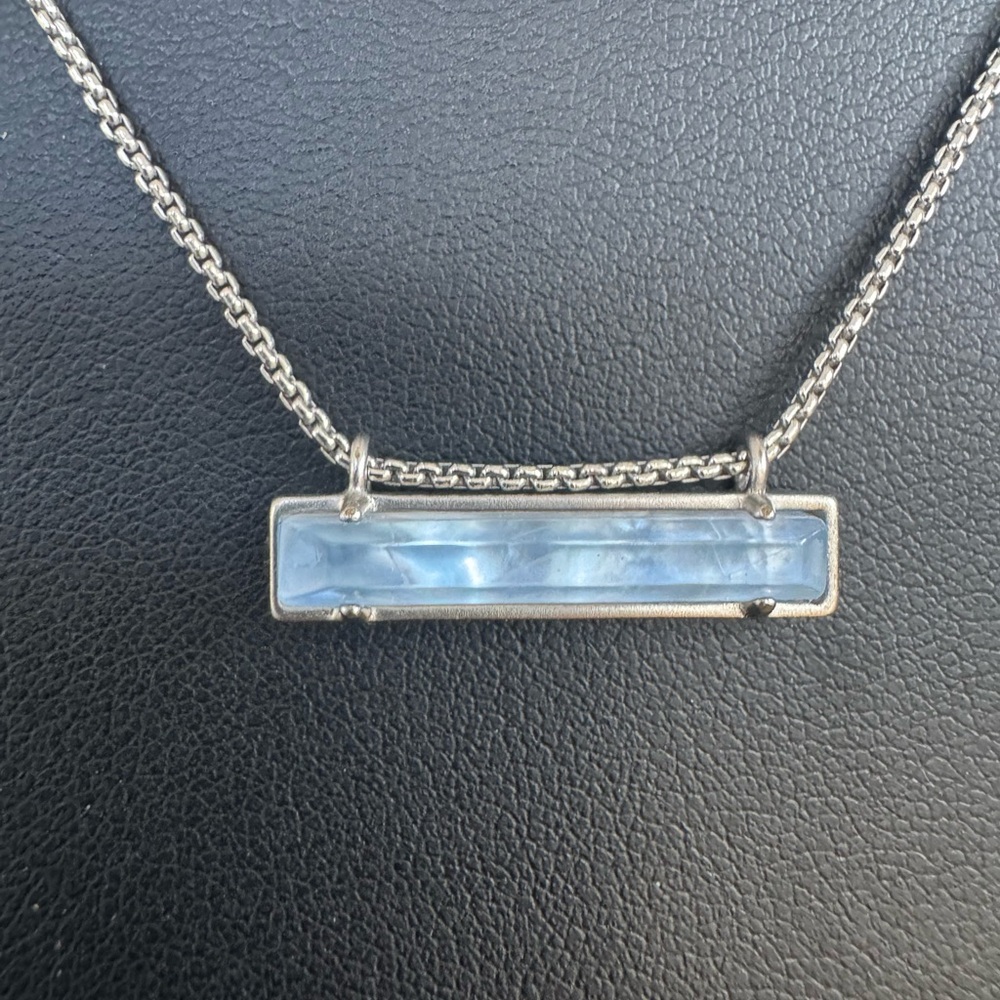 Kendra Scott Leanor Silver Bar Pendant Necklace in Light Blue